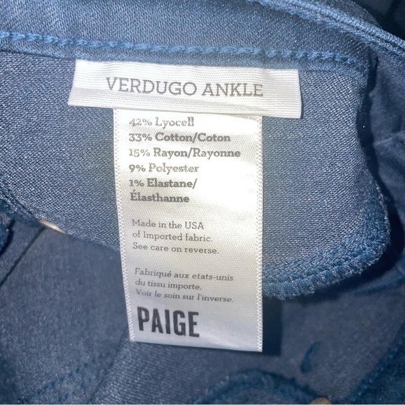Paige Verdugo Ankle Sailor Blue Coated Jeans Size 28 Mid-Rise Stretch - Picture 6 of 10